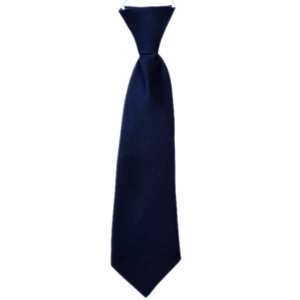 Boys Navy Blue Plain Satin Tie on Elastic